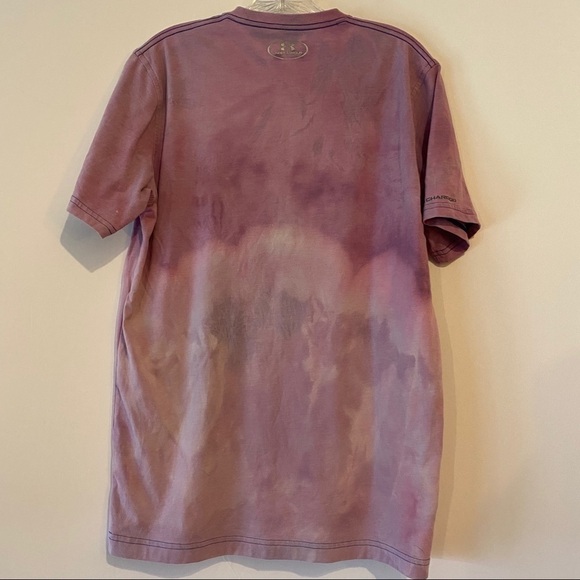 UPCYCLED Bleach Dyed Under Armour Tshirt Pink - Picture 7 of 8